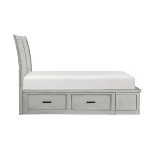 English Elm Bed California King Six Drawer Storage Frame in Gray with Modern Low Profile Design B011S03861