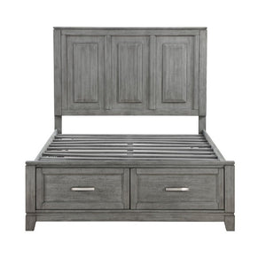 English Elm Transitional Full Platform Bed Okume Veneer Gray Finish with Picture Frame Headboard B011S03864