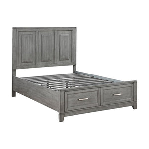 English Elm Transitional Full Platform Bed Okume Veneer Gray Finish with Picture Frame Headboard B011S03864