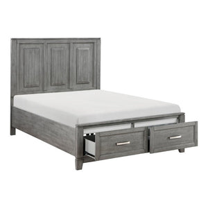 English Elm Transitional Full Platform Bed Okume Veneer Gray Finish with Picture Frame Headboard B011S03864