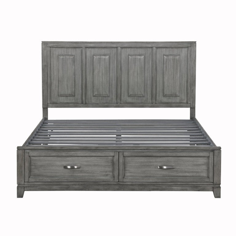 English Elm Transitional Rustic Gray Okume King Platform Bed with Storage Drawers Wooden Bedroom B011S03866