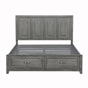 English Elm Transitional Rustic Gray Okume King Platform Bed with Storage Drawers Wooden Bedroom B011S03866