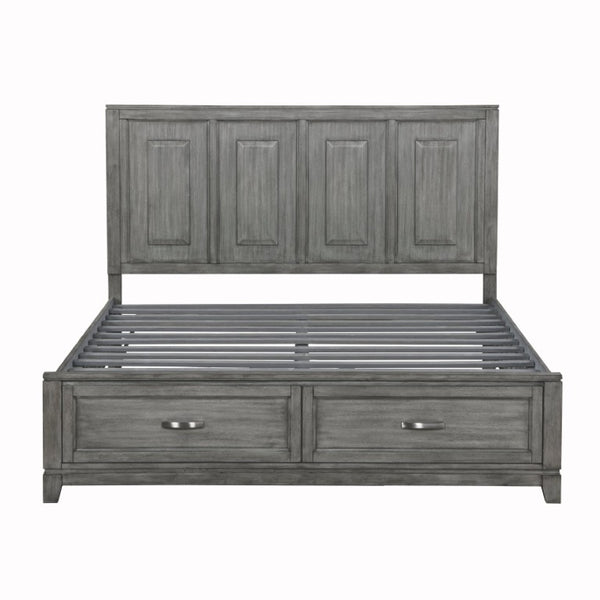 English Elm Transitional Rustic Gray Okume King Platform Bed with Storage Drawers Wooden Bedroom B011S03866