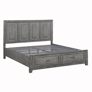 English Elm Transitional Rustic Gray Okume King Platform Bed with Storage Drawers Wooden Bedroom B011S03866