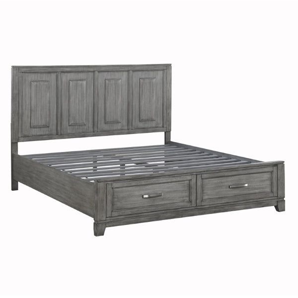 English Elm Transitional Rustic Gray Okume King Platform Bed with Storage Drawers Wooden Bedroom B011S03866