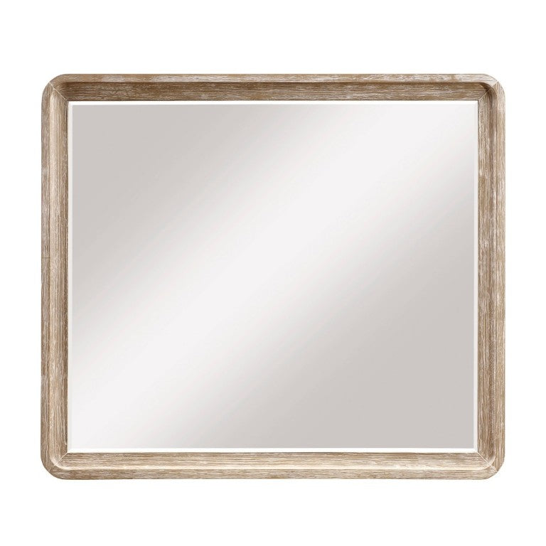 English Elm Modern Oak Veneer 6 Drawer Dresser with Vanity Mirror Natural Wood Bedroom Storage B011S03870