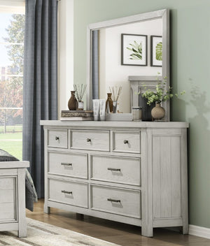 English Elm Classic Farmhouse Oak Veneer 7 Drawer Dresser with Mirror Gray Bedroom Set B011S03871