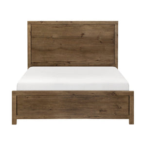 English Elm Rustic French Oak Veneer Eastern King Bed with USB Charging Panel Headboard B011S03878