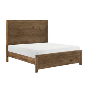 English Elm Rustic French Oak Veneer Eastern King Bed with USB Charging Panel Headboard B011S03878