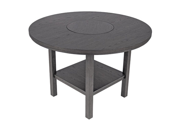 English Elm Charcoal Round Counter Height Dining Set with Lazy Susan and Cushioned Ladder Back Chairs B011S03887