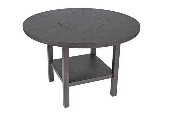 English Elm Charcoal Round Counter Height Dining Set with Lazy Susan and Cushioned Ladder Back Chairs B011S03887