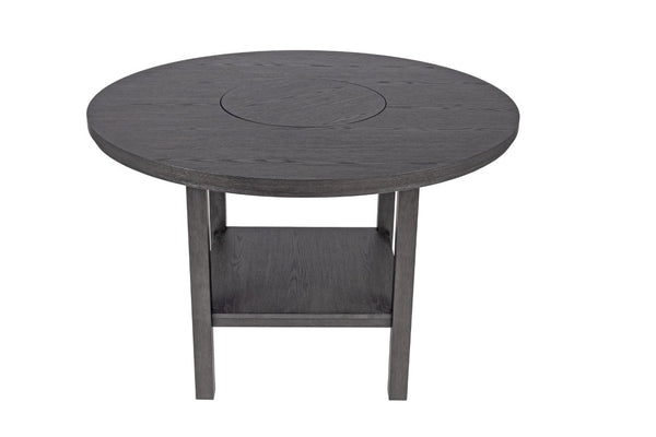English Elm Charcoal Round Counter Height Dining Set with Lazy Susan and Cushioned Ladder Back Chairs B011S03887