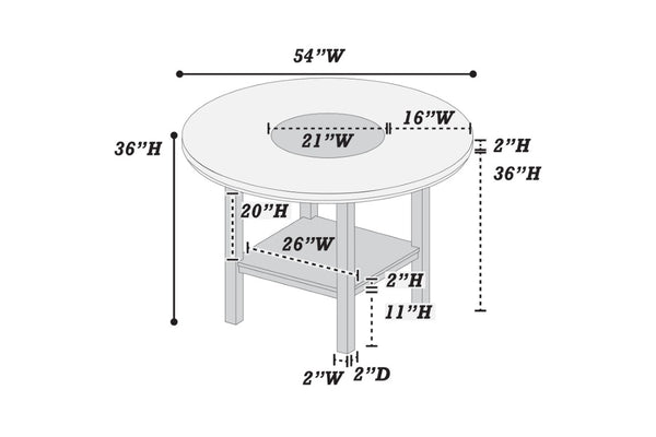 English Elm Charcoal Round Counter Height Dining Set with Lazy Susan and Cushioned Ladder Back Chairs B011S03887
