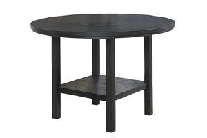 English Elm Charcoal Round Counter Height Dining Set with Lazy Susan and Cushioned Ladder Back Chairs B011S03887