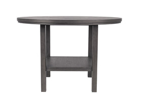 English Elm Charcoal Round Counter Height Dining Set with Lazy Susan and Cushioned Ladder Back Chairs B011S03887