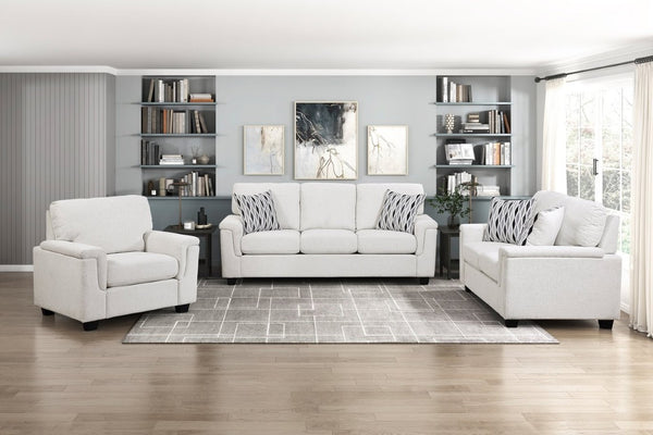 English Elm 3Pc Chenille Living Room Sofa Set with Pocket Coil Support and Neutral Beige Upholstery B011S03888