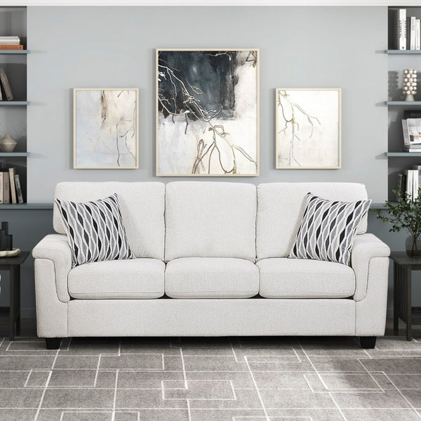 English Elm 3Pc Chenille Living Room Sofa Set with Pocket Coil Support and Neutral Beige Upholstery B011S03888