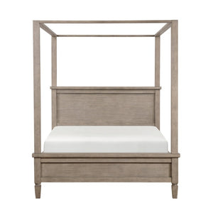 English Elm Bed Marceline Canopy California King Gray Oak Veneer Tall Architectural Frame B011S03895