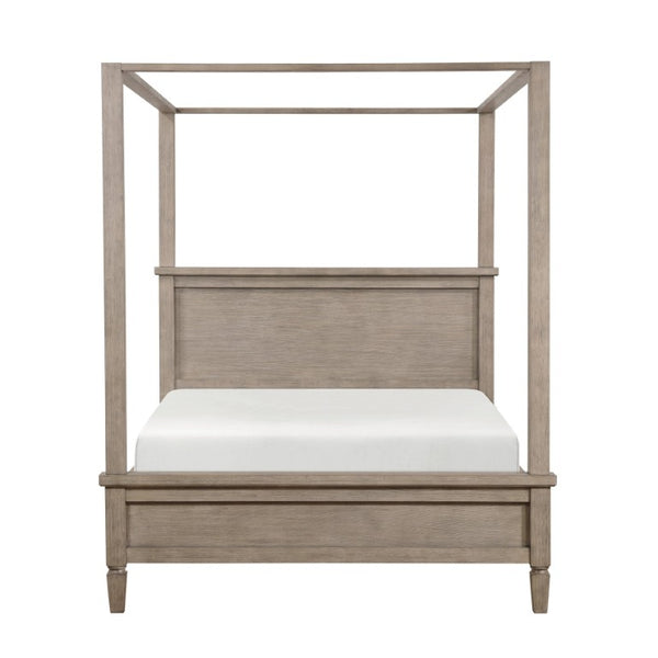 English Elm Bed Marceline Canopy California King Gray Oak Veneer Tall Architectural Frame B011S03895