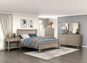 English Elm Bed Marceline Canopy California King Gray Oak Veneer Tall Architectural Frame B011S03895