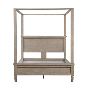 English Elm Bed Marceline Canopy California King Gray Oak Veneer Tall Architectural Frame B011S03895