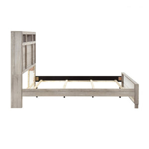 English Elm Bed Eastern King Gray Melamine Storage Headboard with LED Lighting and Bluetooth Speaker B011S03898