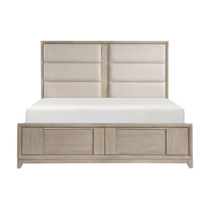 English Elm Bed Eastern King Ash Veneer Storage Footboard Upholstered Headboard Contemporary B011S03909