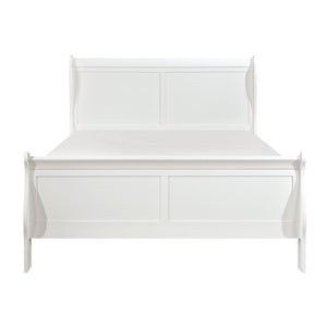 English Elm Bed California King Sleigh Style Louis Philippe Curved Headboard in Crisp White Wood B011S03912