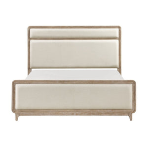 English Elm Bed California King Chenille Upholstered Oak Veneer Frame for Master Bedroom B011S03927