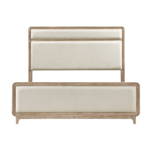 English Elm Bed California King Chenille Upholstered Oak Veneer Frame for Master Bedroom B011S03927