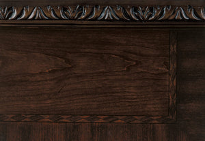 English Elm Bed California King with Carved Acanthus Molding and Gold Scrollwork in Cherry Finish B011S03933