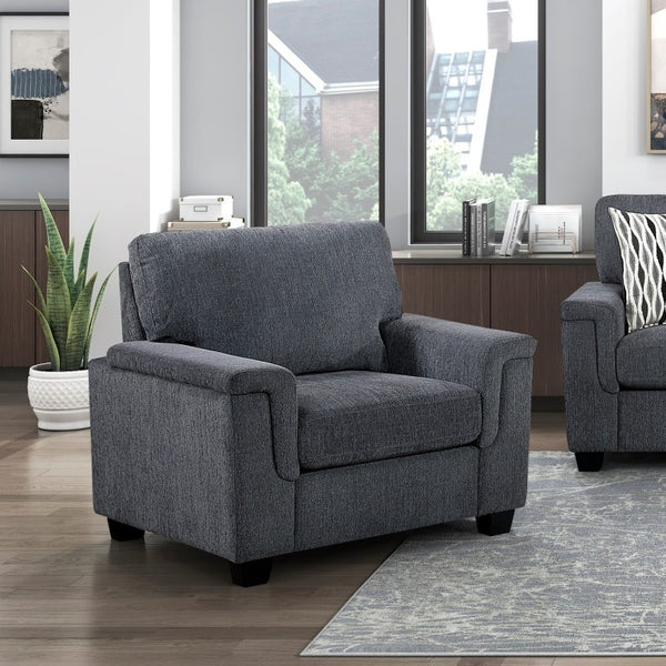 English Elm Upholstered Chenille 3 Piece Living Room Set with Pocket Coil Support and Decorative Pillows B011S03934