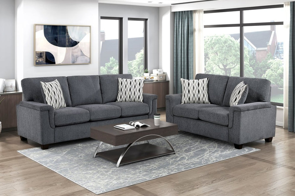 English Elm Upholstered Chenille Sofa and Loveseat Set with Pocket Coil Cushions for Living Room B011S03935