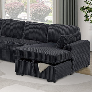 English Elm Sleeper Sectional 4 Piece Corduroy Sofa Set with Chaise Storage and Pull Out Bed B011S03936