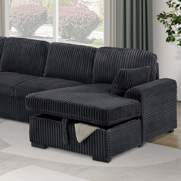 English Elm Sleeper Sectional 4 Piece Corduroy Sofa Set with Chaise Storage and Pull Out Bed B011S03936