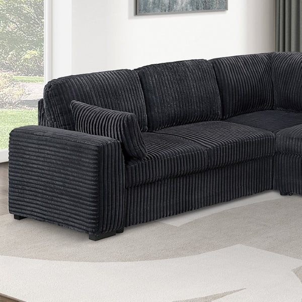 English Elm Sleeper Sectional 4 Piece Corduroy Sofa Set with Chaise Storage and Pull Out Bed B011S03936
