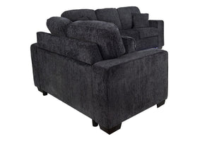 English Elm Comfortable Chenille Sofa Set with LED Base Glow for a Plush Contemporary Living Room B011S03942