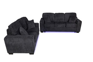 English Elm Comfortable Chenille Sofa Set with LED Base Glow for a Plush Contemporary Living Room B011S03942