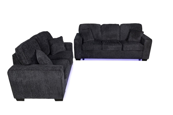 English Elm Comfortable Chenille Sofa Set with LED Base Glow for a Plush Contemporary Living Room B011S03942
