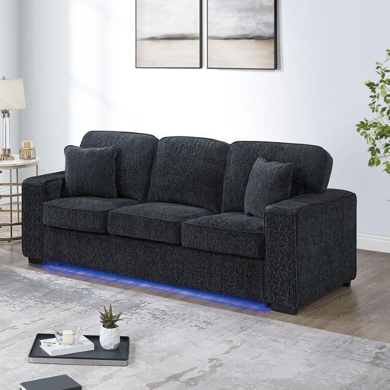 English Elm Comfortable Chenille Sofa Set with LED Base Glow for a Plush Contemporary Living Room B011S03942