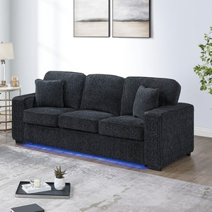English Elm Comfortable Chenille Sofa Set with LED Base Glow for a Plush Contemporary Living Room B011S03942