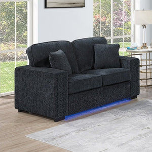 English Elm Comfortable Chenille Sofa Set with LED Base Glow for a Plush Contemporary Living Room B011S03942