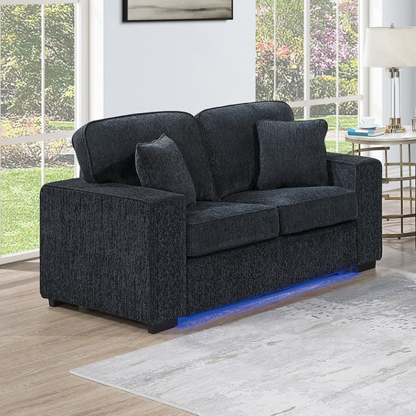 English Elm Comfortable Chenille Sofa Set with LED Base Glow for a Plush Contemporary Living Room B011S03942
