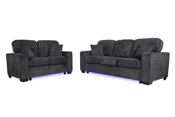 English Elm Comfortable Chenille Sofa Set with LED Base Glow for a Plush Contemporary Living Room B011S03942