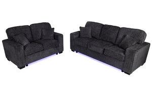 English Elm Comfortable Chenille Sofa Set with LED Base Glow for a Plush Contemporary Living Room B011S03942