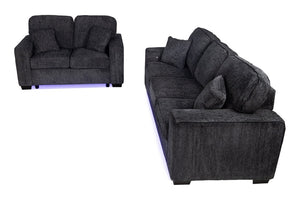 English Elm Comfortable Chenille Sofa Set with LED Base Glow for a Plush Contemporary Living Room B011S03942