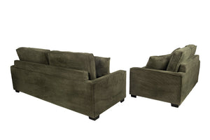 English Elm Green Corduroy Sofa and Loveseat Living Room Set with Ribbed Texture Track Arms B011S03945