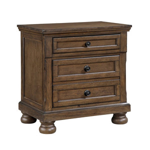 English Elm Traditional Birch Veneer Nightstand Set with Felt Lined Jewelry Tray and Bun Feet B011S03946