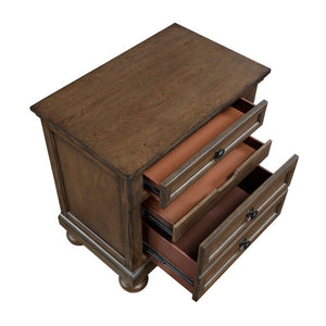 English Elm Traditional Birch Veneer Nightstand Set with Felt Lined Jewelry Tray and Bun Feet B011S03946