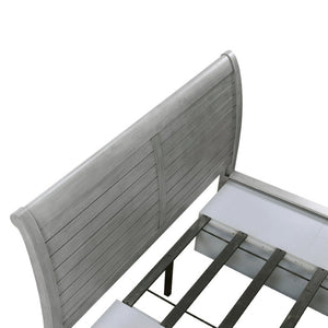 English Elm Bed California King Sleigh Style Mango Veneer Frame Six Drawer Storage Antique Gray B011S03980